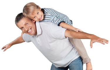 Father Giving Son a Piggyback Ride