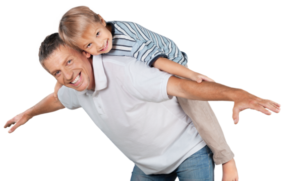 Father Giving Son a Piggyback Ride