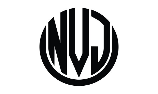 NVJ shield with round shape logo design vector template | monogram logo | abstract logo | wordmark logo | lettermark logo | business logo | brand logo | flat logo.