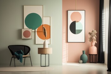 a minimalist wall art and decorations with simple shapes and colors, created with generative ai