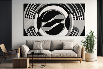 wall art with a geometric design, in black and white, created with generative ai