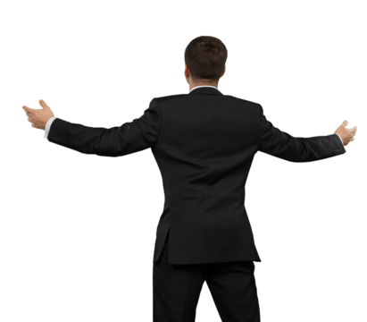 Businessman with Arms Open, Back View