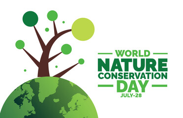 World Nature Conservation Day background, banner, poster and card design template with standard color celebrated in july.