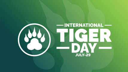 International Tiger Day background, banner, poster and card design template with standard color celebrated in july.