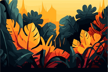 Exotic Foliage Wallpaper (AI-Assisted)
Vector available