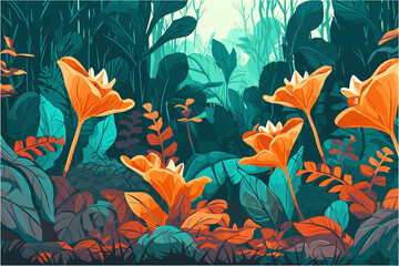 Exotic Foliage Wallpaper (AI-Assisted)
Vector available