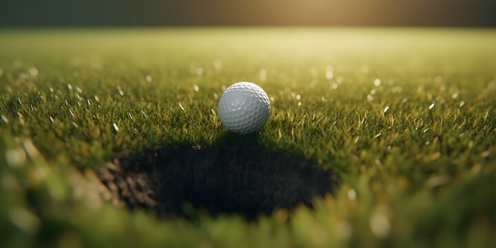 golf player putting golf ball into hole