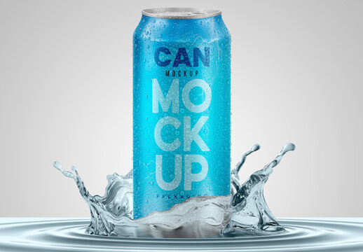 Can with Splash Mockup 473 ML