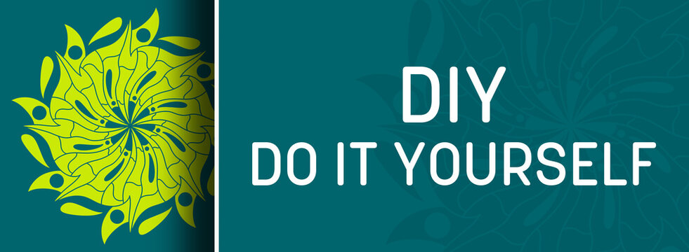 DIY - Do It Yourself Turquoise Green Mandala Design Element Horizontal Text