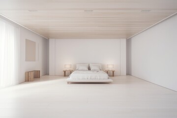 Fototapeta na wymiar minimalist room with bright and cheery color scheme and clean lines, created with generative ai