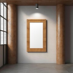 Elegant Framed Blank, Empty Picture Frame on Tan Mockup Wall