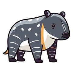 Adorable Rainforest Charmer: Vibrant 2D Illustration Featuring a Cute Tapir