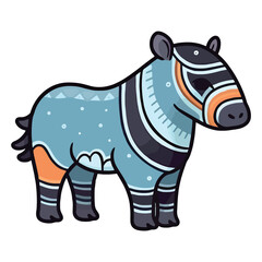Adorable Rainforest Charmer: Vibrant 2D Illustration Featuring a Cute Tapir