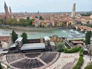 panorama dal teatro romano, Verona, Veneto, Italia