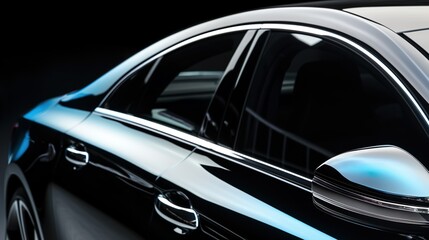 Fototapeta premium Sleek Elegance: Close-ups of a Tinted Black Car made with Generative AI