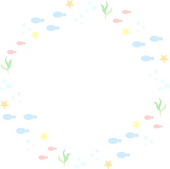 円形のフレーム　さかなとヒトデ