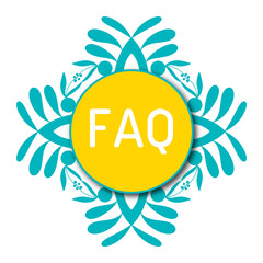 Obraz premium FAQ - Frequently Asked Questions Turquoise Yellow Design Element Circular Text