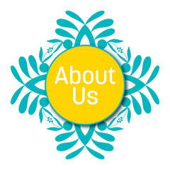 About Us Turquoise Yellow Design Element Circular Text