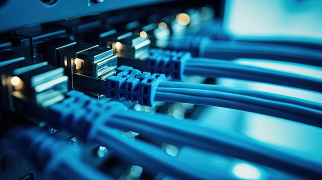 branchement de c&acirc;bles r&eacute;seau sur serveur informatique