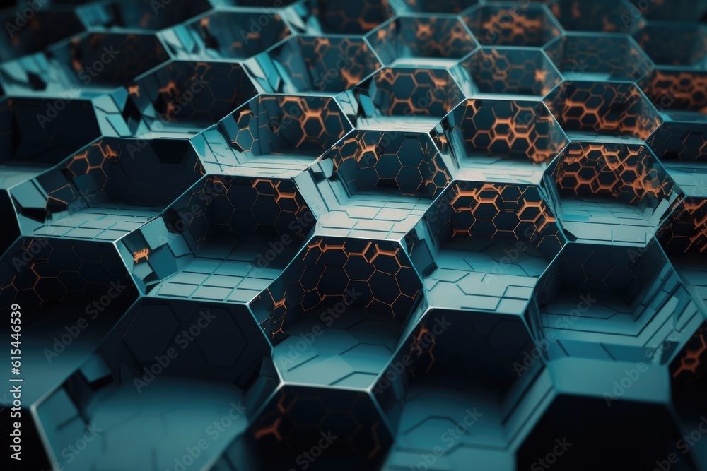 Wall mural 3d geometric shape on blurred background of abstract design, created with generative ai