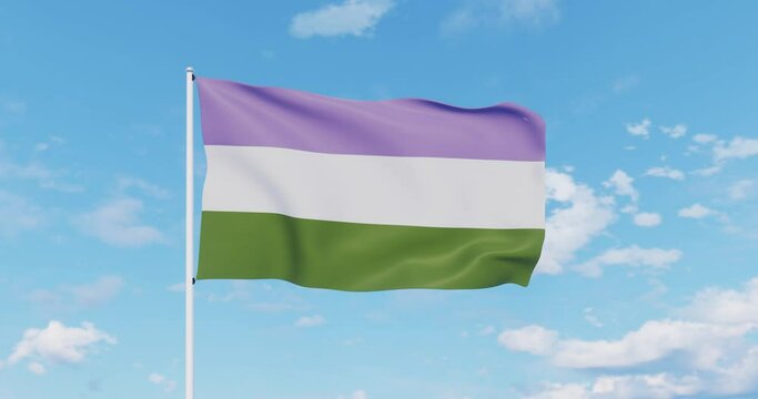 Gender Queer Pride Flag Waves in the Wind