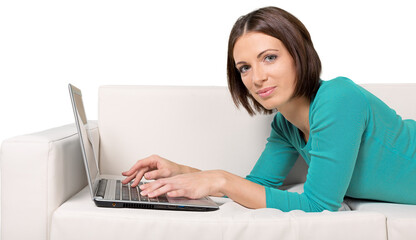 Woman Using her Laptop on the Couch