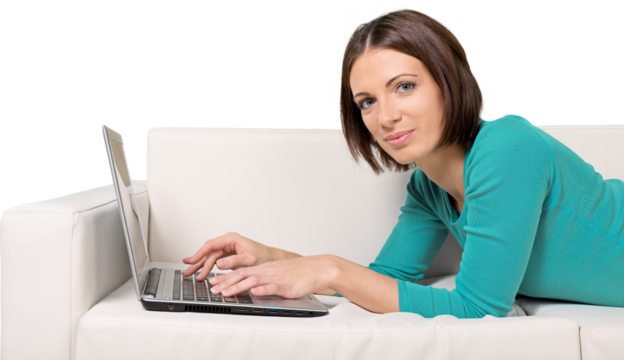 Woman Using her Laptop on the Couch