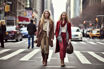 Stylish women on city street of New York