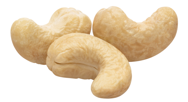 Delicious cashew nuts cut out