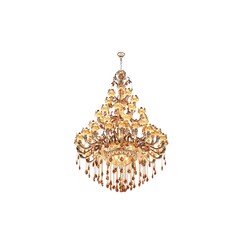 chandelier on the ceiling isolated on white background, hanging lamp, pendant light, 3D illustration, cg render