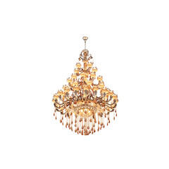 chandelier on the ceiling isolated on transparent background, hanging lamp, pendant light, 3D illustration, cg render
