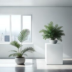 modern living room with plant background