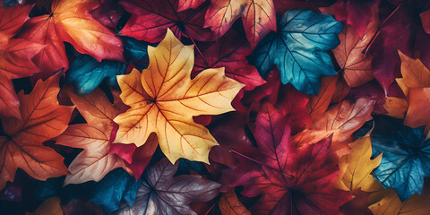 Autumn leaves wallpaper with orange and brown colors generative ai