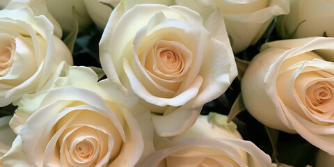 "Elegant White Roses in Full Bloom - Exquisite Floral Arrangement for Wedding Decor"