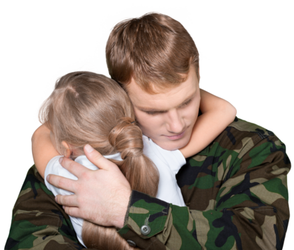 Soldier Dad Hugging his Daughter