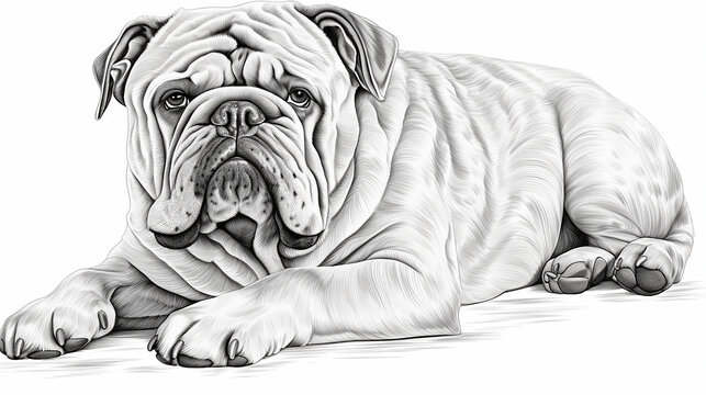 buldogue sem cor para colorir, para atividade inf&acirc;ntil 