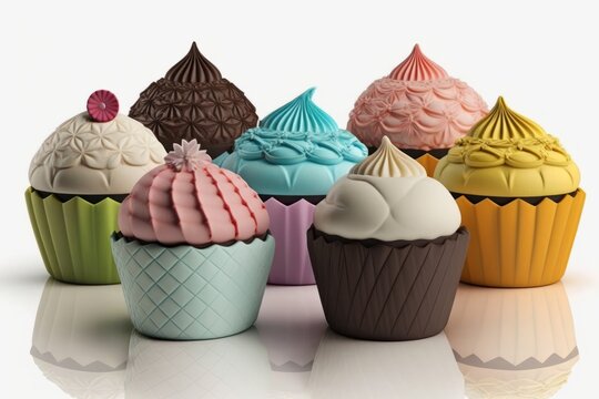 cupcakes set isolated on white background