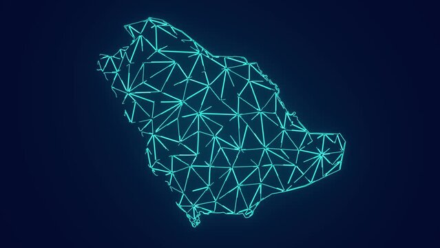 Saudi arabia map geographic interconnecting communication technology animation