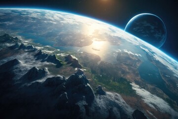 View of the planet Earth during a sunrise