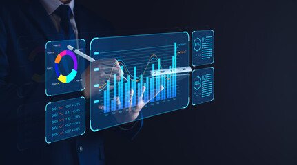 KPI key performance indicator business technology concept. Business executives use business news metrics to measure success against planned targets, Improving business process efficiency.