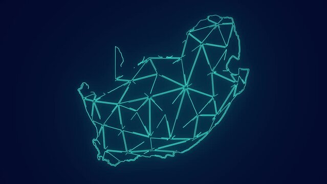 South africa country map geographic interconnecting communication technology animation