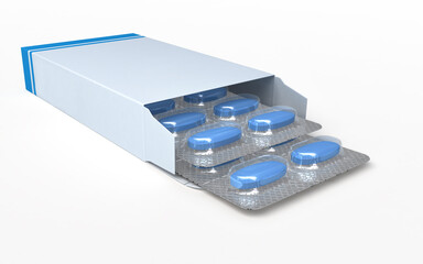 3d render pill box (clipping path)