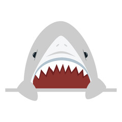 Fototapeta premium Angry shark with open mouth hold white board
