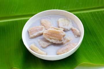 Banana in coconut milk. Thai dessert