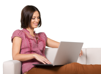 Woman Using her Laptop on the Couch