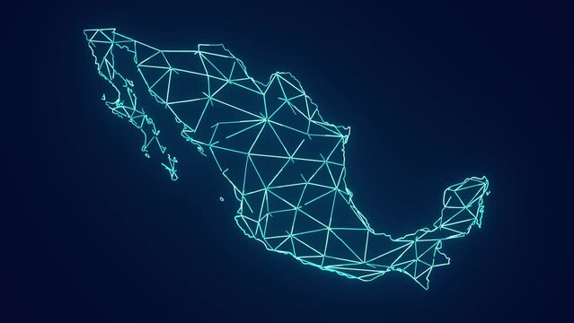 Mexico country map geographic interconnecting communication technology animation