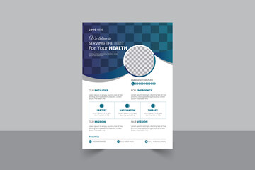 Corporate healthcare and medical cove a4 flyer design template for print