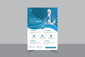 Corporate healthcare and medical cove a4 flyer design template for print