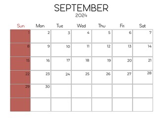 Simple clean calendar for 2024