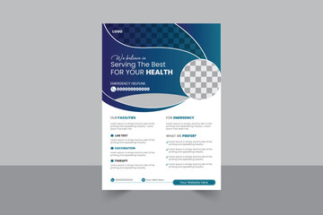 Corporate healthcare and medical cove a4 flyer design template for print